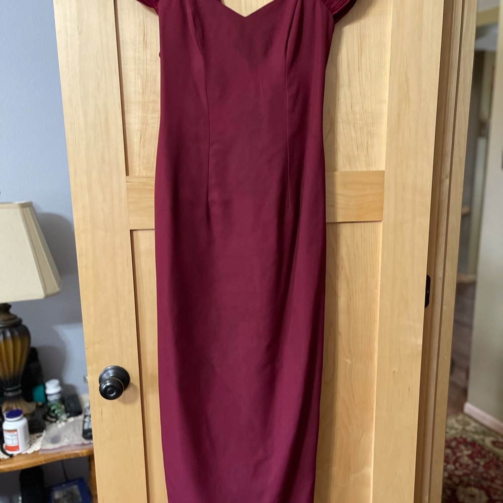 Burgundy formal bridesmaid dress